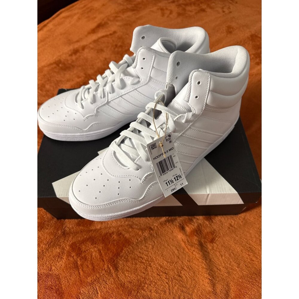 Adidas Hoops 4.0 Mid Basketball Shoes White Size 11.5 Mens Sneakers Comfortable